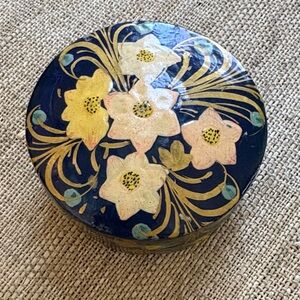 Hand painted Floral Decorative Round Box rustic